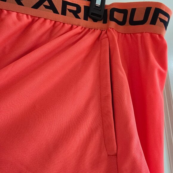 Under Armour Play Up 2.0 Short - 3.5" Inseam - Neon Coral and Black - Picture 2 of 6